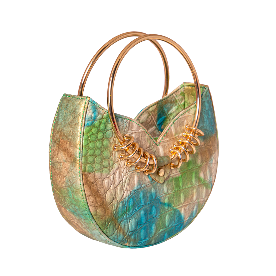 Jari'aa - Turquoise - Metal Top Handle Bag