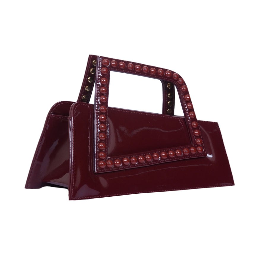 Jalila - Patent Burgundy - Top Handle Bag